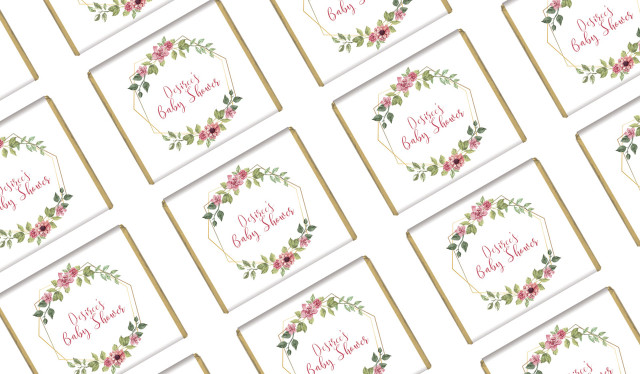 Floral Hexagons Custom Baby Shower Mini Chocolates
