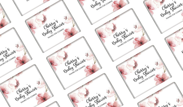 Cherry Blossoms Custom Baby Shower Mini Chocolates
