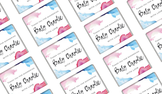 Mixed Watercolour Custom Baby Shower Mini Chocolates