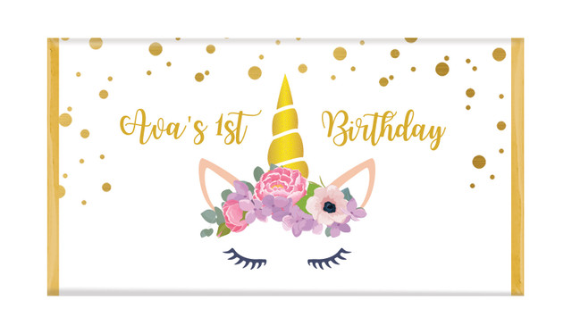A Pretty Unicorn Personalised Birthday Chocolate