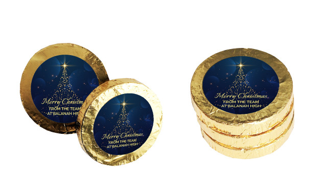 Blue Night Personalised Christmas Chocolate Coins