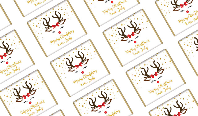 Reindeer Face Christmas Personalised Mini Chocolates
