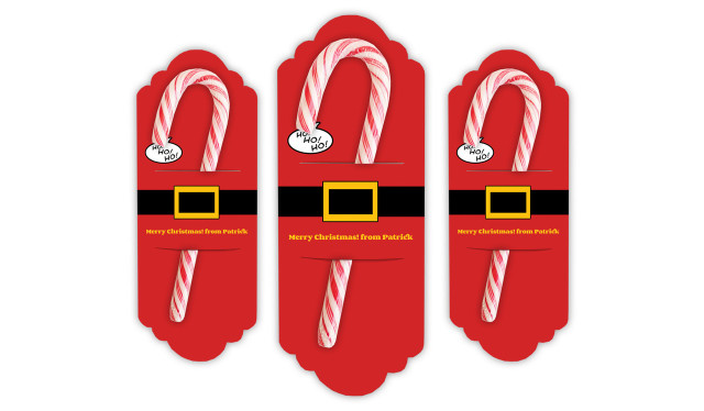 Santa Belt Personalised Candy Cane Card