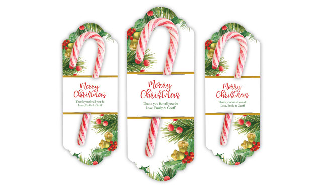 Branch Border Personalised Candy Cane Card