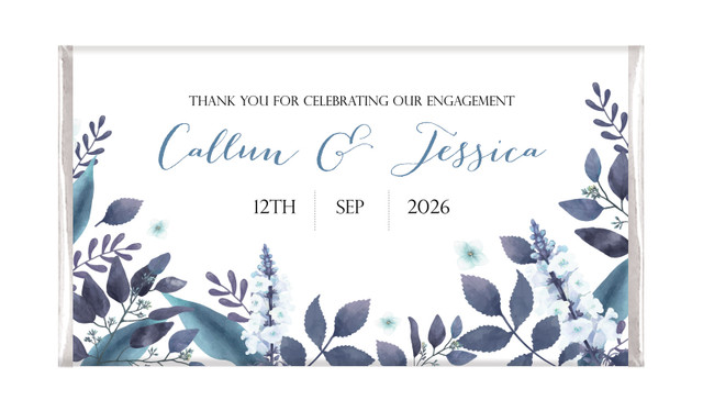Blue Floral Personalised Engagement Chocolate Bar