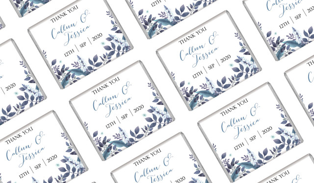 Blue Floral Engagement Mini Chocolates
