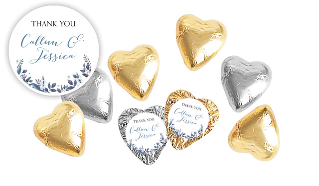 Blue Floral Engagement Foil Chocolate Hearts
