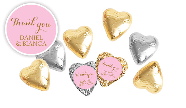 Golden Thank You Custom Engagement Foil Chocolate Hearts