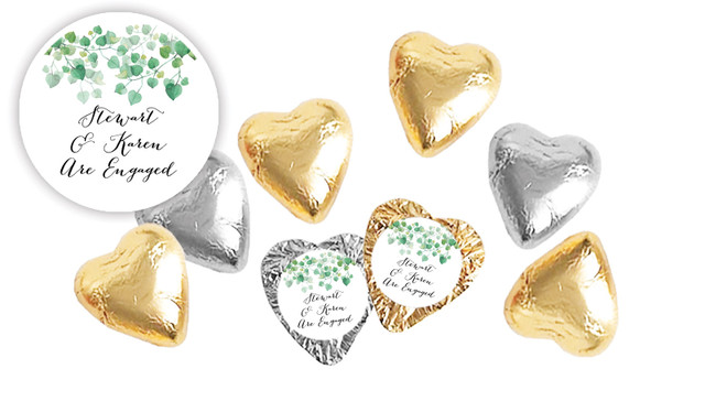 Hanging Leaves Custom Engagement Chocolate Hearts