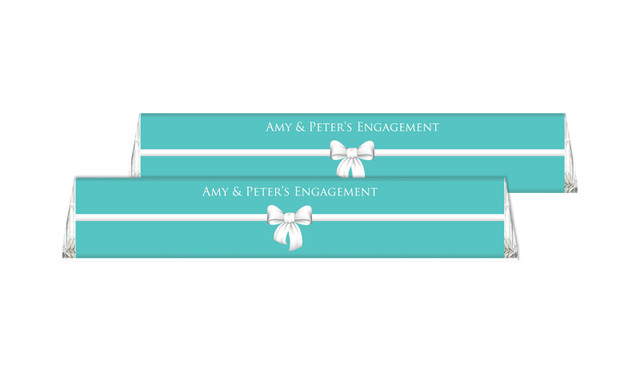 Turquoise Blue Bow Custom Toblerone Engagement Chocolates 50g