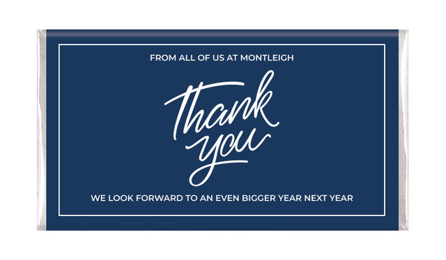 Navy Blue Thank You Personalised Chocolate Bar