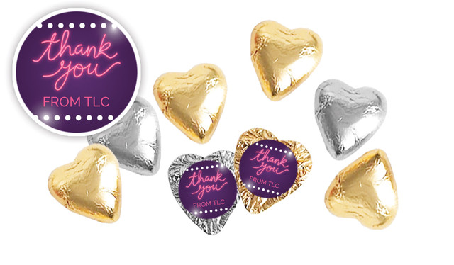 Neon Personalised Thank You Chocolate Hearts