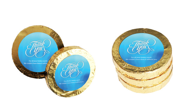 Cursive Personalised Thank You Chocolate Coins