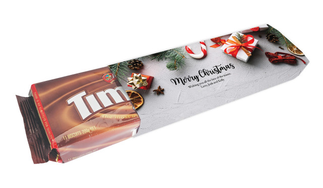 Christmas Background Customised Packet Of TimTams TM