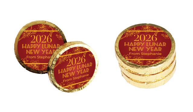Cherry Blossoms Chinese New Year Chocolate Coins (Gold Or Silver)