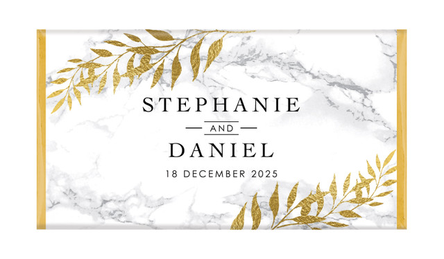 Marble And Fern Personalised Wedding Chocolate Bars