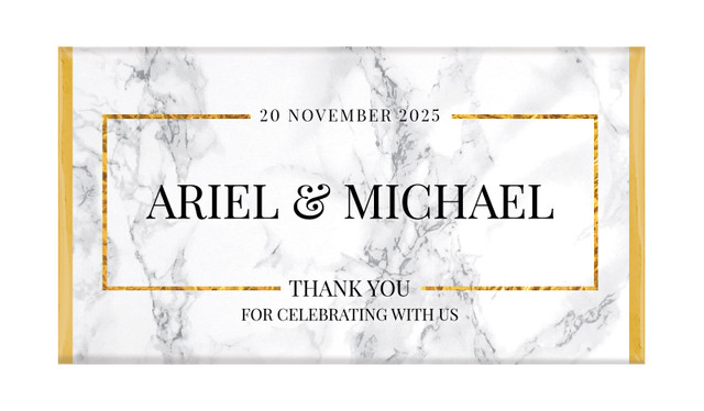Marble Gold Frame Personalised Wedding Chocolate Bars
