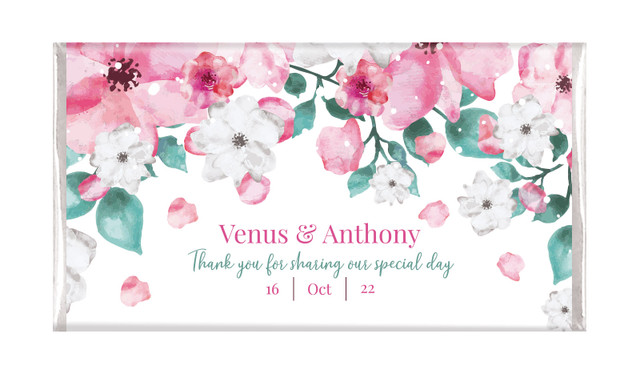 Falling Petals Personalised Wedding Chocolate Bars