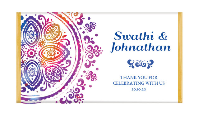 Radiant Mandala Personalised Wedding Chocolate Bars