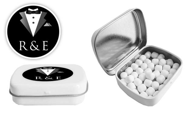 Bride And Groom Suit Wedding Personalised Mint Tin