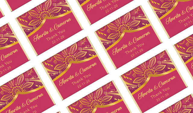 Regal Pink And Gold Personalised Mini Chocolates