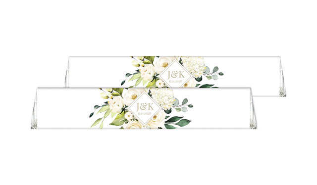Diamond On White Roses Wedding Personalised Toblerone Bar 50g