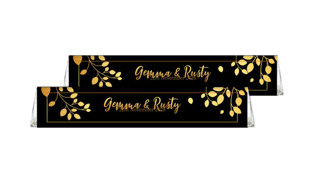 Gold Leaves Wedding Personalised Toblerone Bar 50g