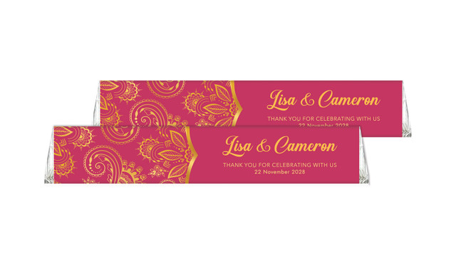 Regal Pink And Gold Wedding Personalised Toblerone Bar 50g