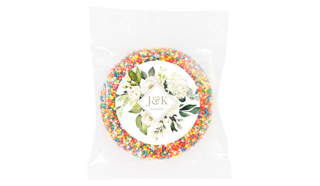 Diamond on White Roses Personalised Giant Chocolate Freckle