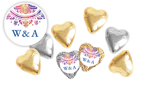 Radiant Mandala Personalised Foil Chocolate Hearts