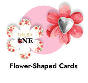 Custom 1st Birthday Flower Shaped Cards