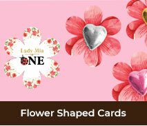 Custom 1st Birthday Flower Shaped Cards