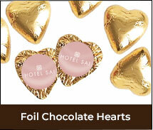 Custom Foil Chocolate Hearts For Hospitality