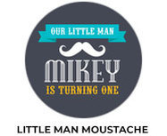 Little Man Moustache Custom Birthday Supplies