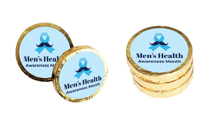 Moustache Ribbon Men's Health / Movember Custom Chocolate Coin
