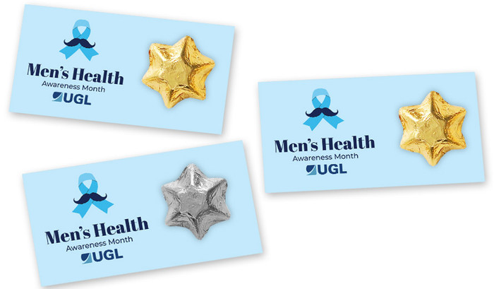 Moustache Ribbon Men's Health / Movember Branded Heart Card