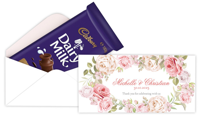 Classic Rose Border Personalised Cadbury Bar Box