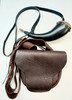 Handcrafted buffalo leather bag set with powder horn and adjustable strap