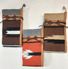Horse blanket rifle cover lined with heavy canvas, available in assorted colors and sizes, with optional front pocket and leather trim.