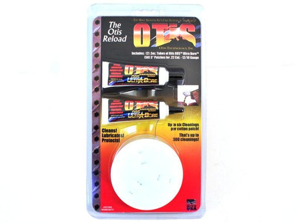 Otis Reload Clean Kit with lubricant and cleaning patches for all-caliber firearms.