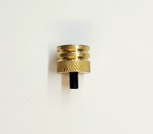 Brass shotgun button jag with knurled top and threaded steel stud for muzzleloaders