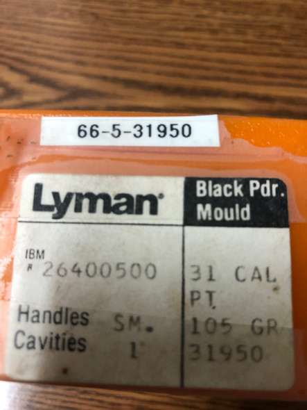 Lyman .31 caliber black powder rifle bullet mold, 105 grain, single cavity #31950