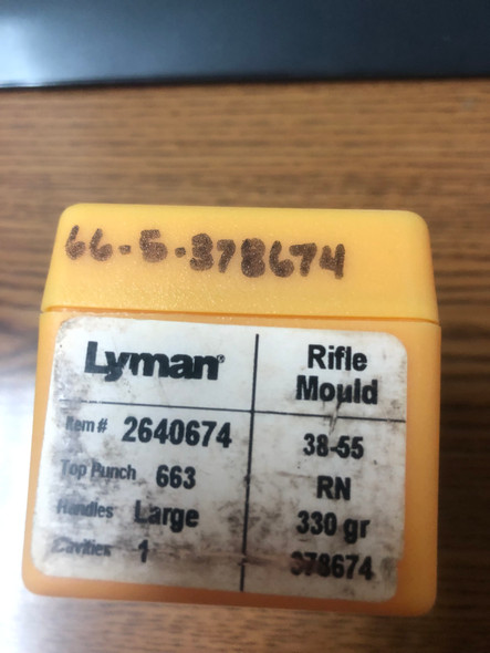Lyman 38-55 caliber rifle bullet mold with 330 grain capacity, model #378674