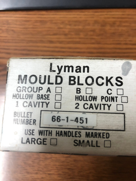 Lyman Black Powder Round Ball Mold .451