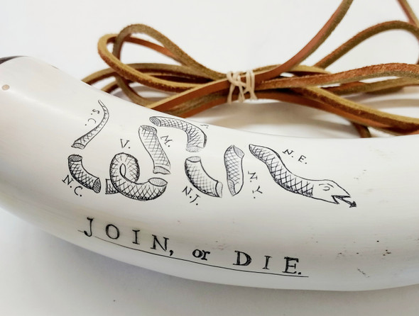 Custom Scrimshaw Horn -Join or Die
