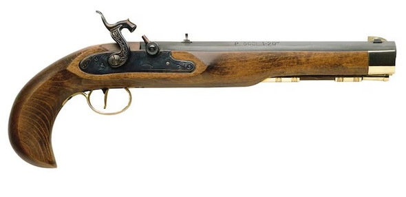 Traditions Kentucky .50 cal Percussion Pistol with bird's head grip, brass accents, and case-hardened sidelock