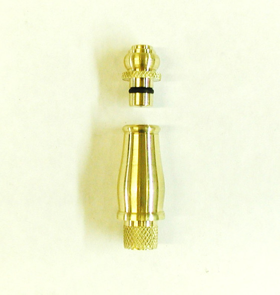 French-style brass powder horn spout with neoprene O-ring plug for moisture seal, by October Country