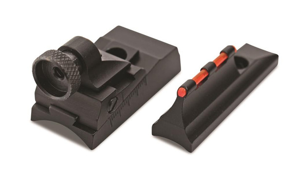 Traditions Peep Sight Fiber-Optic Sight Set for straight, non-tapered barrels, featuring low-profile, adjustable peep and front sights with light-gathering fiber-optic elements.
