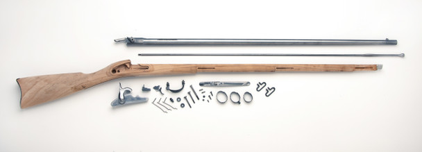 Traditions 1861 Springfield muzzleloading rifle kit, .58 caliber percussion, 40" rifled barrel, unfinished walnut stock, Civil War era reproduction rifle for assembly.