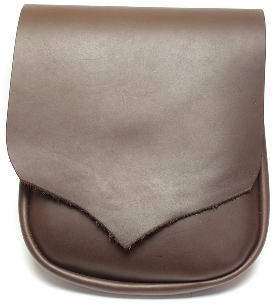 Large freestyle possible bag with rough-edge flap, adjustable shoulder strap, and distressed leather finish by October Country